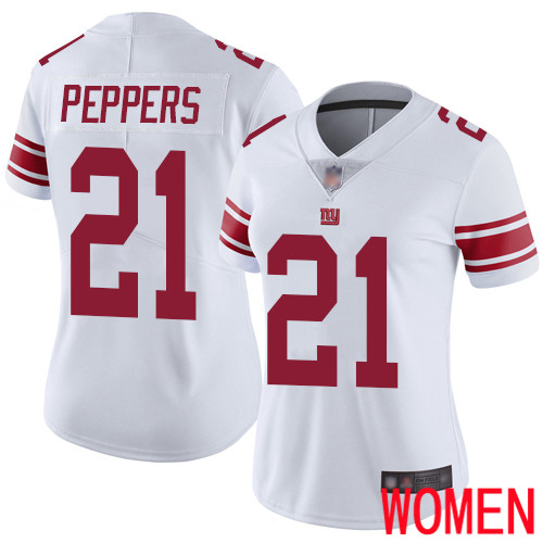 Women New York Giants #21 Jabrill Peppers White Vapor Untouchable Limited Player Football NFL Jersey
